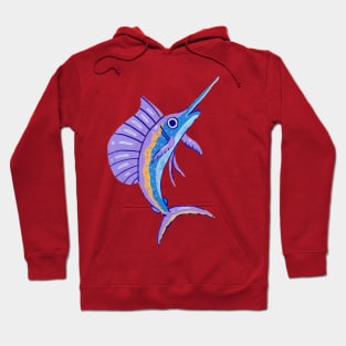 Vibrant Ocean Sailfish Sword Fish in Acrylic (no background) Hoodie